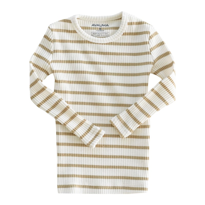 AVAUMA Baby Boys Girls Pajama Set 6M-7T Kids Cute Toddler Snug fit Pjs Cotton Sleepwear (Stripe_Mustard Small) - Image 2